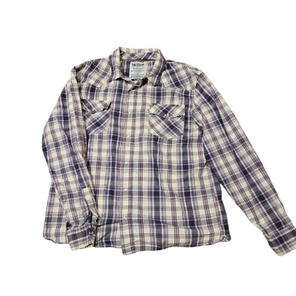 Mens Levi's Plaid Pearl Snap XL